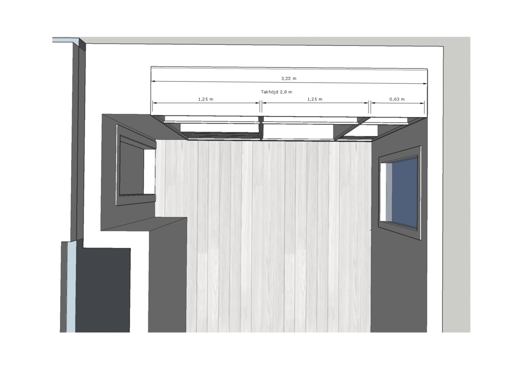 Stiligt - Planlösningen för ett litet hus med kök och badrum, som betonar budgetproblem.